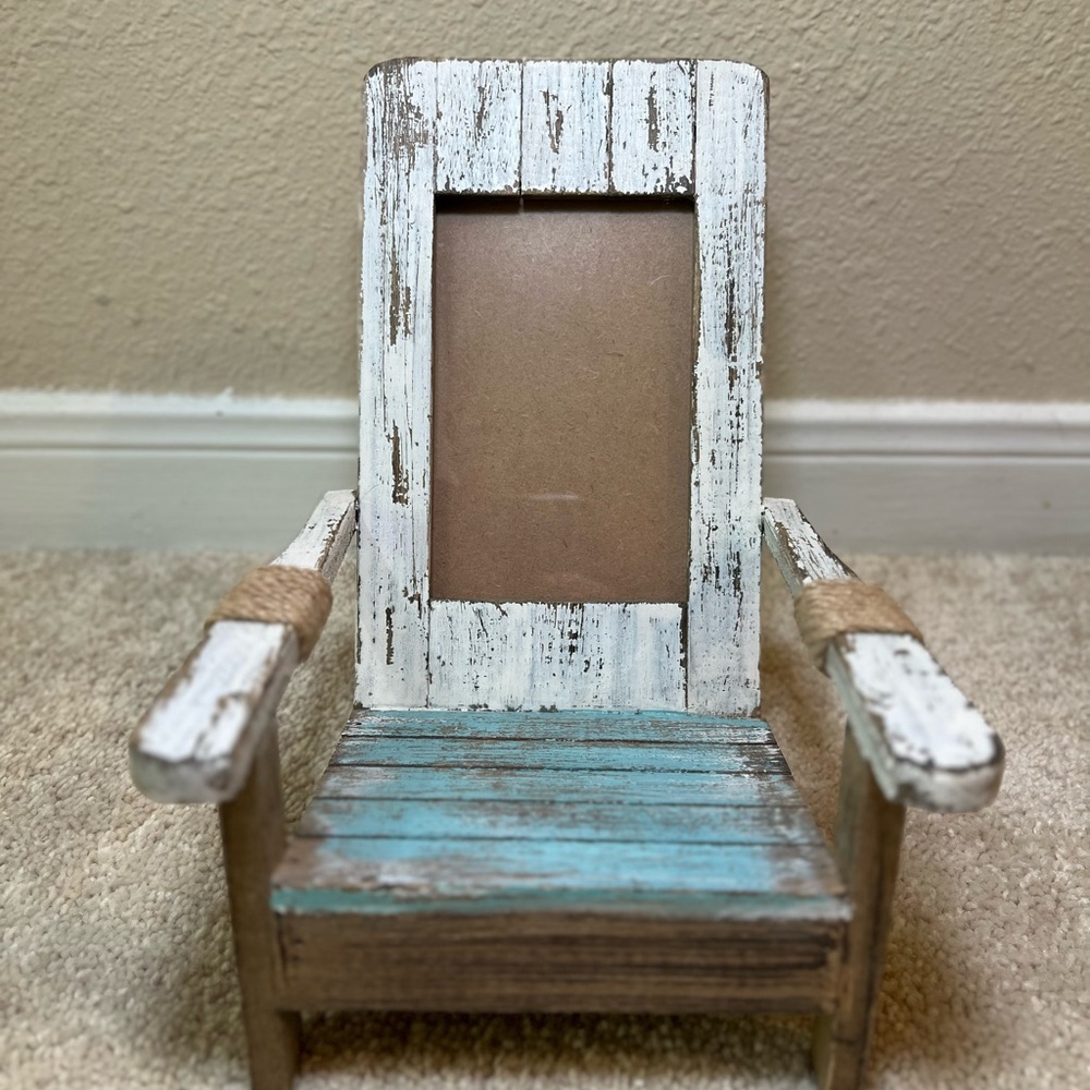 Beachcombers Weathered Chair 4x6 Photo Frame Picture Holder for Shelf Adirondack